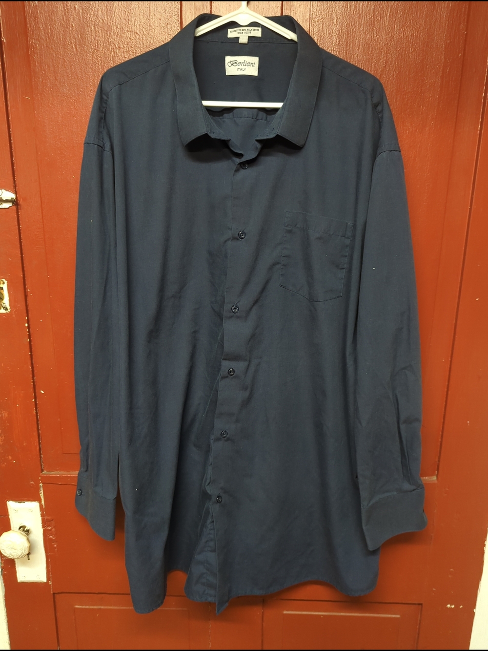 Navy Long-Sleeve Button-Up Shirt - Men's Big And Tall 4XL